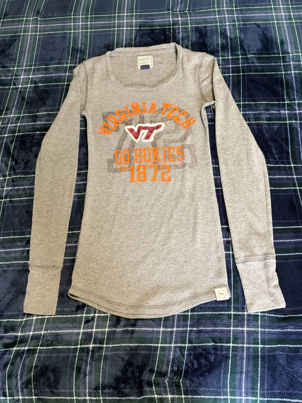 Y2K 2000s Victoria's Secret PINK Virginia Tech dark grey long sleeve. Size S.